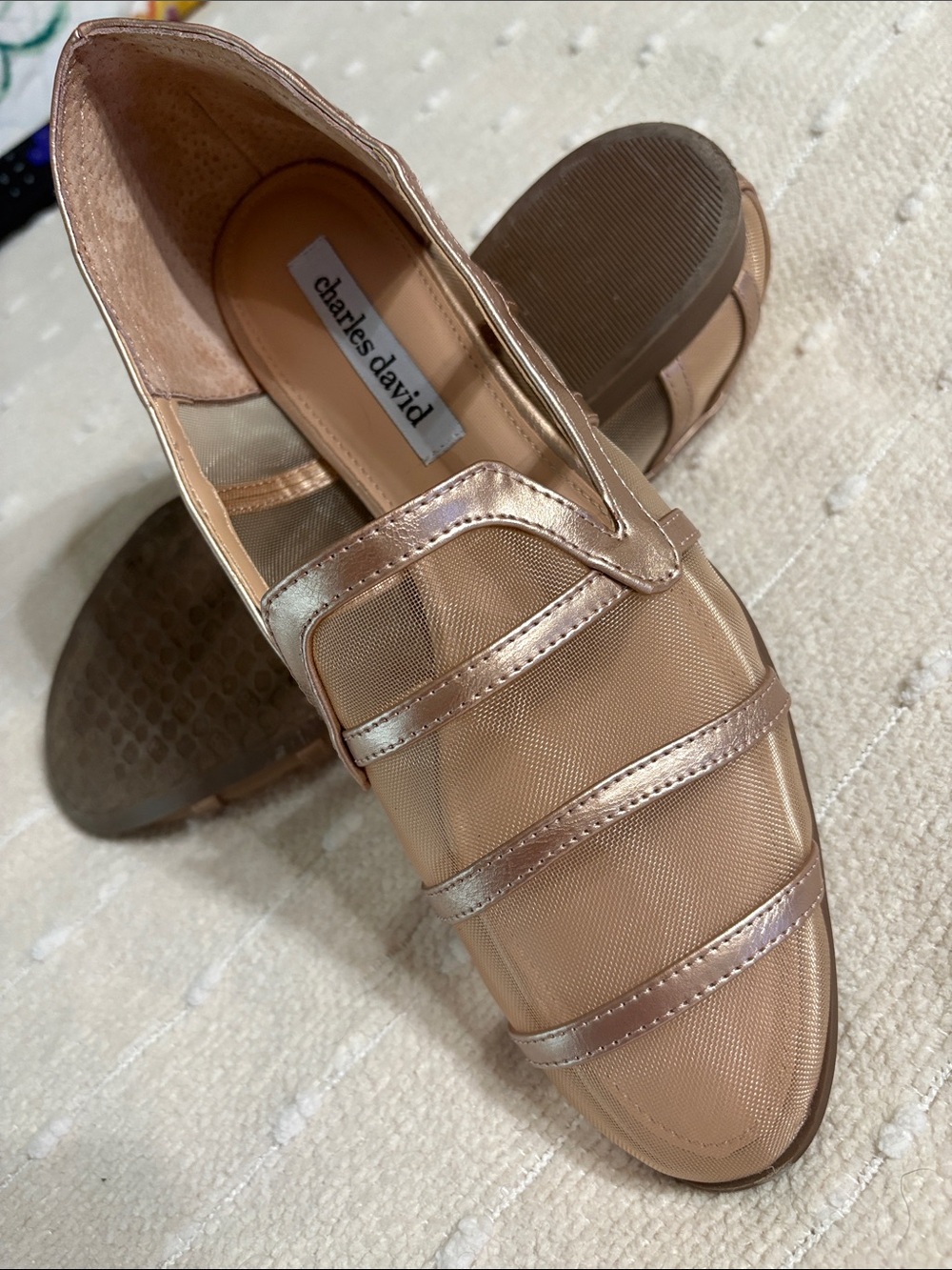 Charles David Rose Gold Nude Slip-On Loafers
